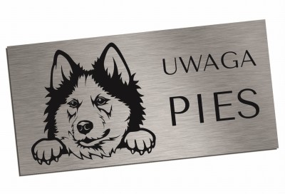 Tabliczka UWAGA PIES Husky